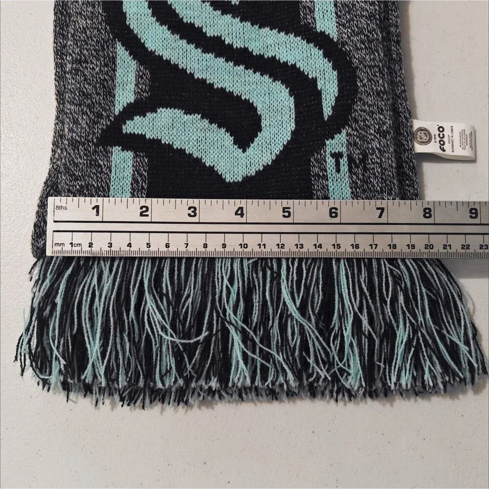 NEW NHL Seattle Kraken Scarf Knit Reversible Teal Blue Hockey FOCO NWT S Logo